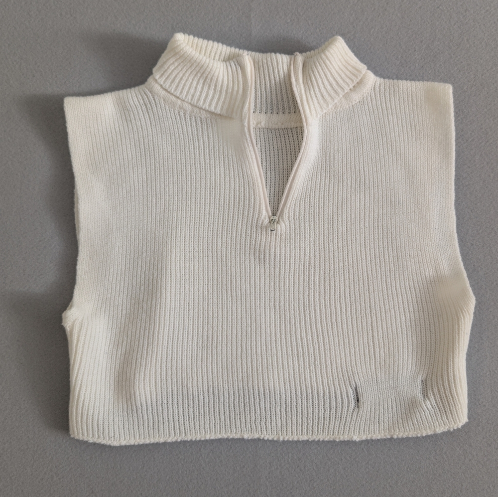 Vintage Cropped Mockneck Sweater Top Ribbed Quarter Zip Acubi Knit Vest S